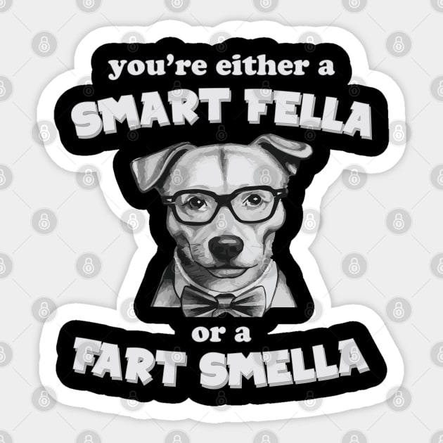 you're either a smart fella or a fart smella Sticker by ddesing